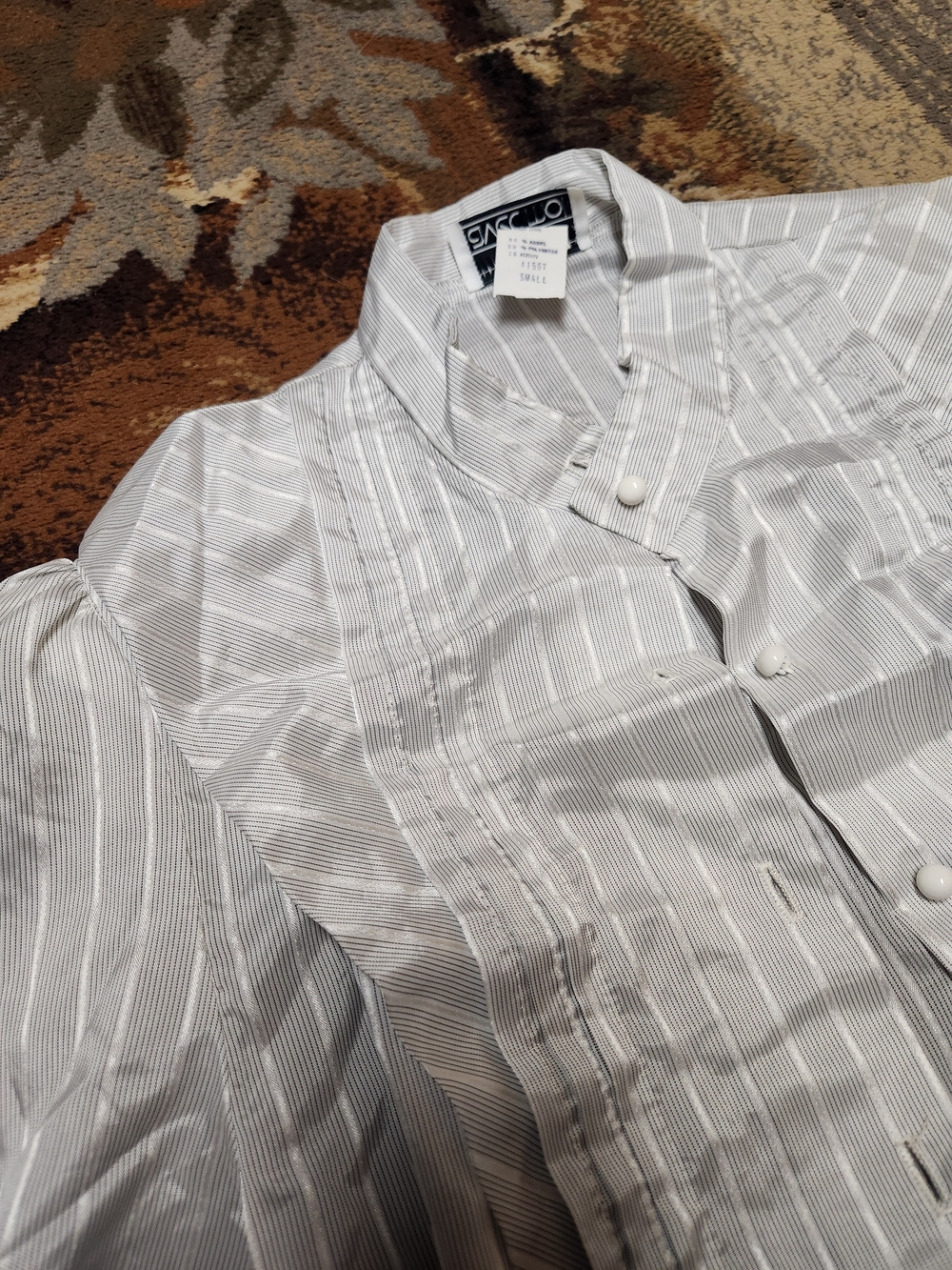 Pinstripe Ruffle-Front Blouse - Picture 5 of 8